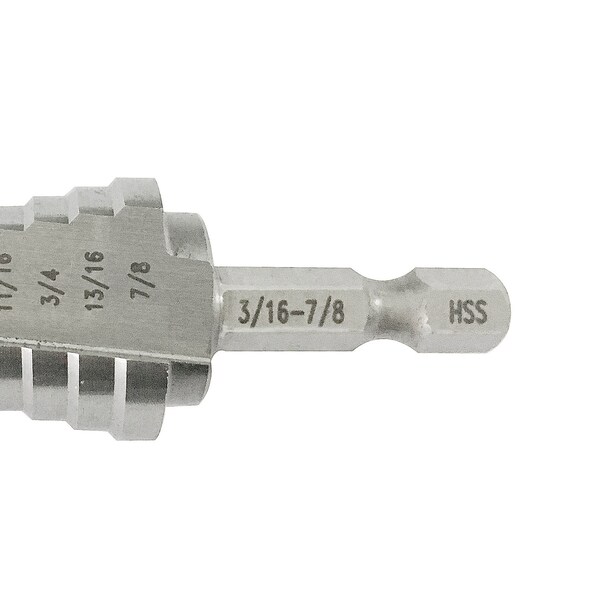 #2 HSS Quick Change Hex Shank Step Drill Bit (3/16 - 1/2 By 1/16)